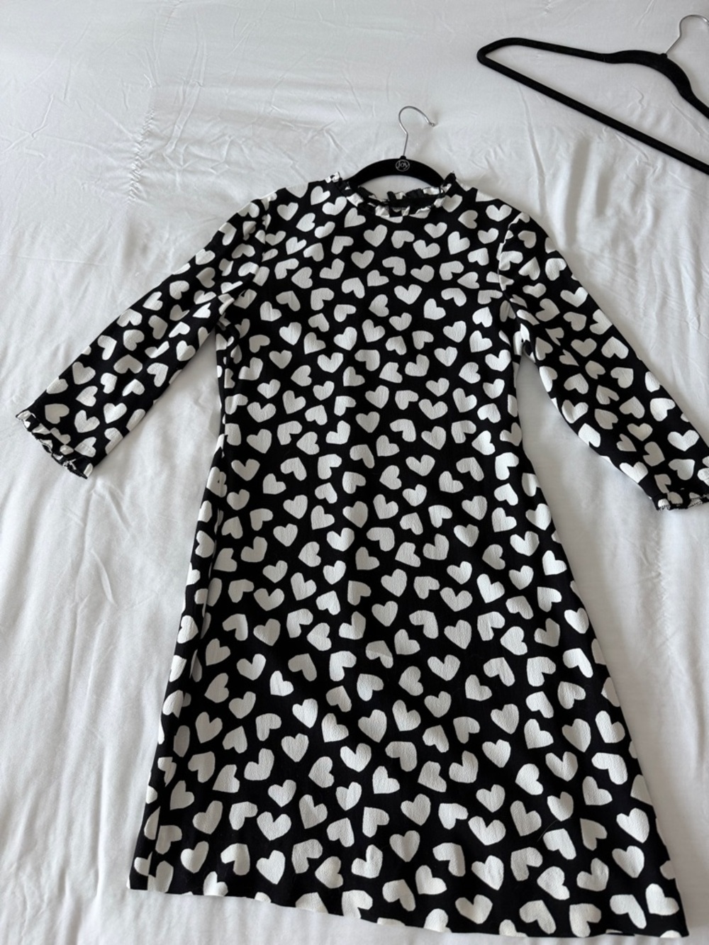 Kate Spade Heart Print Mini Dress XS | Black White Shift Valentine Date Dress - Picture 1 of 14
